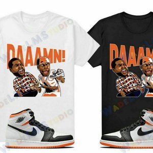 DAAAMN Shirt to match Air Jordan 1 High OG Electro Orange